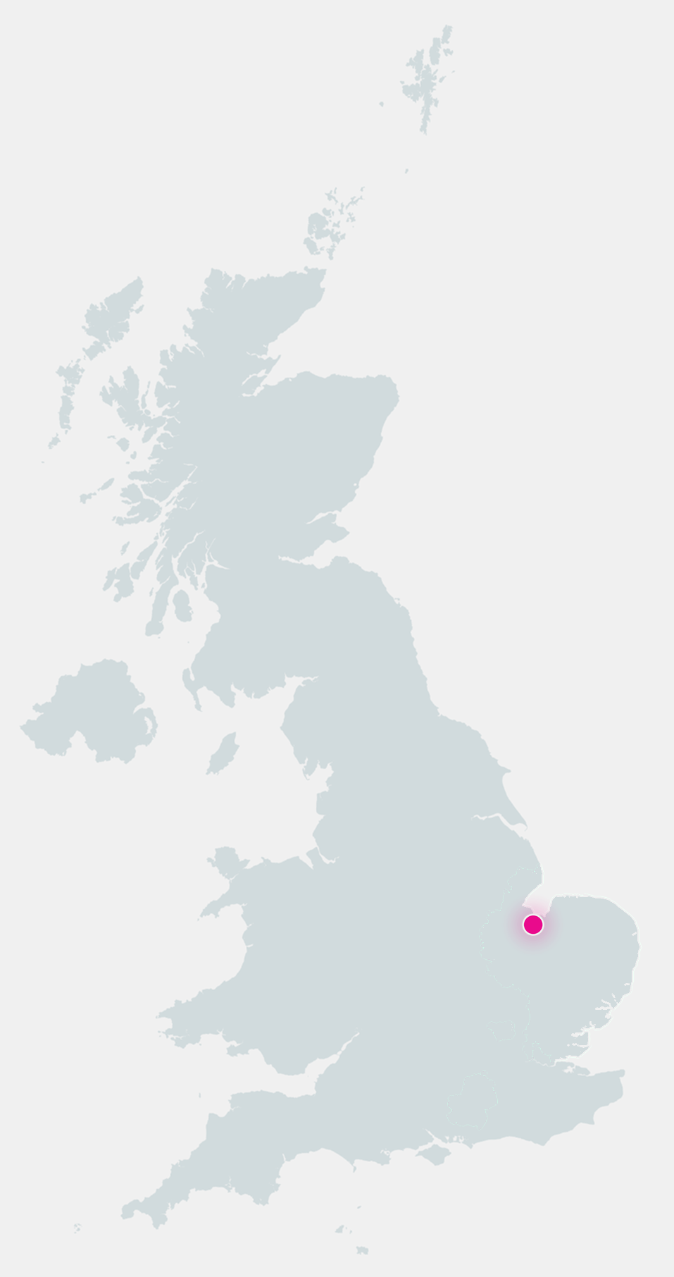 Map of the United Kingdom with West Norfolk marked, where Prestige Pave & Resin works from its Dersingham base